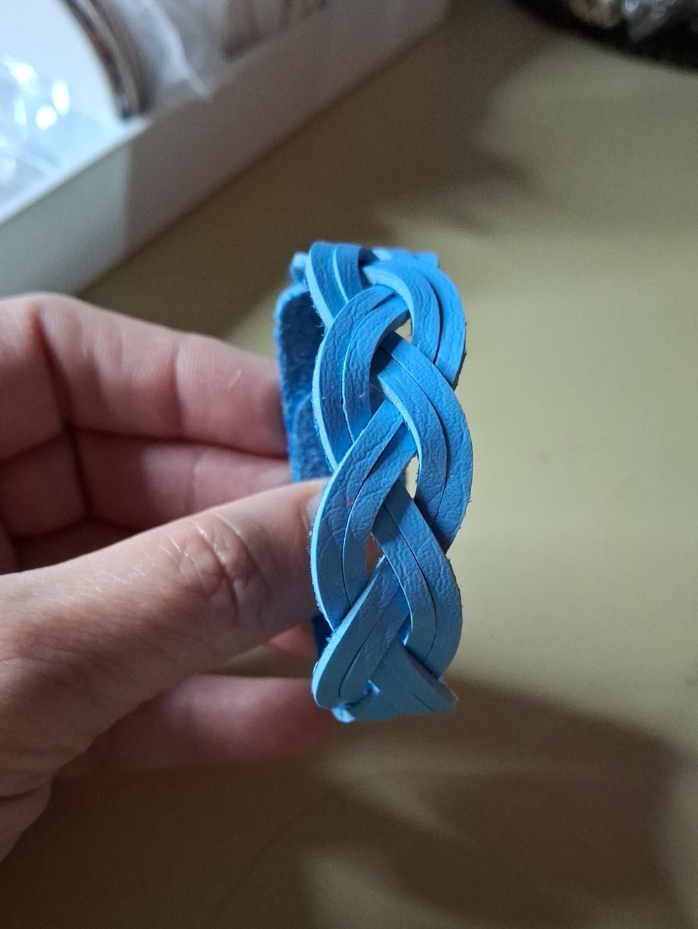 Braided Pleather Bracelet - Blue